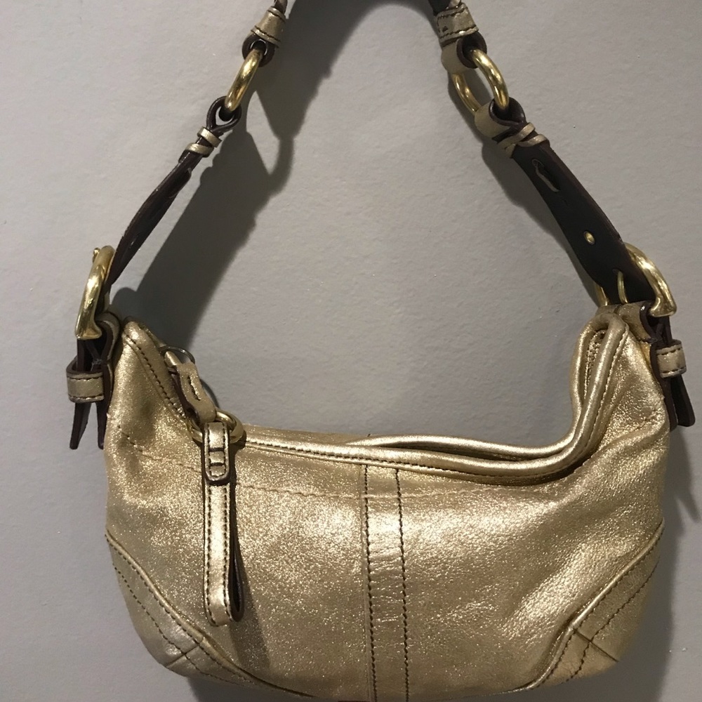COACH metallic gold baguette, rare clutch style